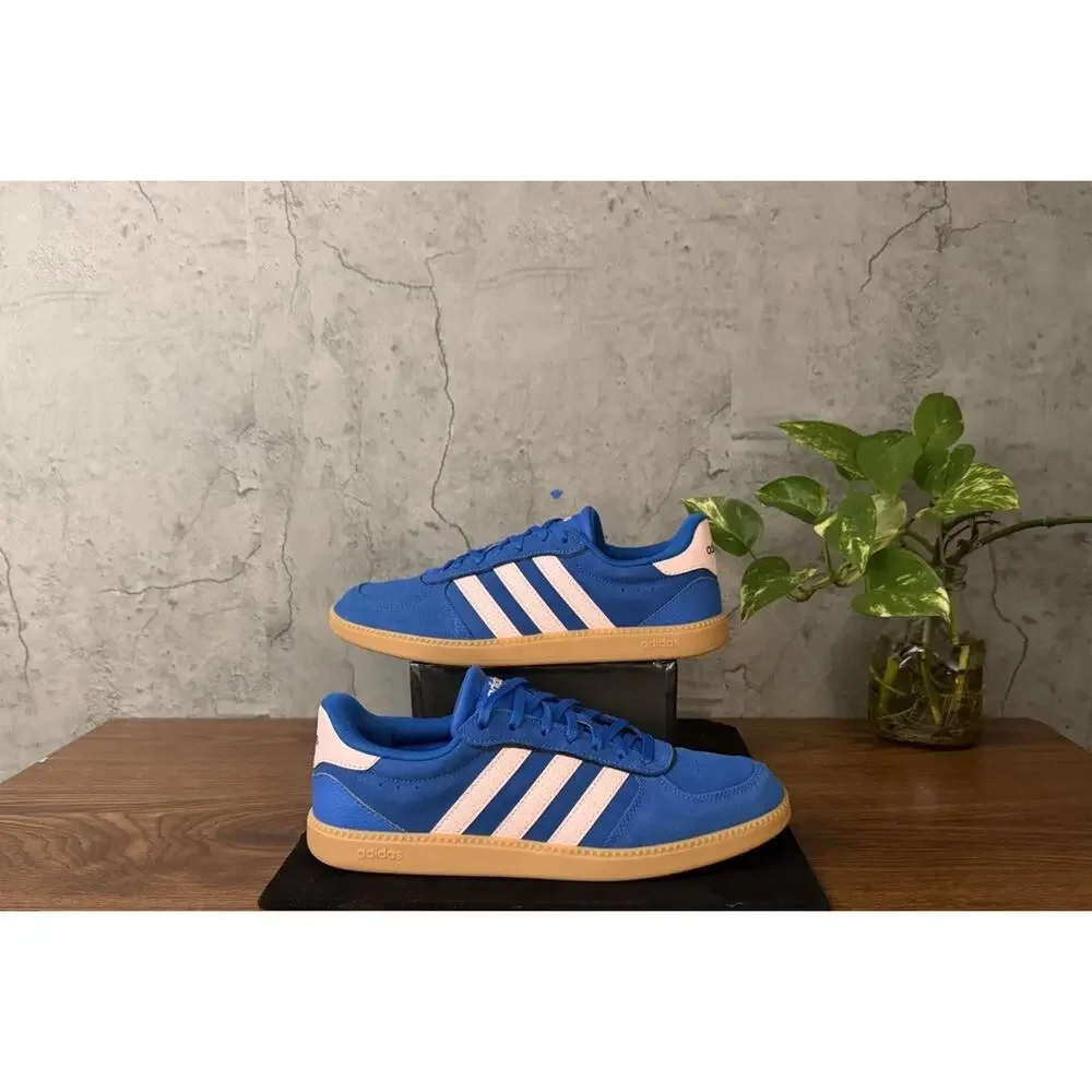 Adidas Women's Breaknet Lace-Up Casual Sneakers Blue/Pink Gum Sole Size 8.5